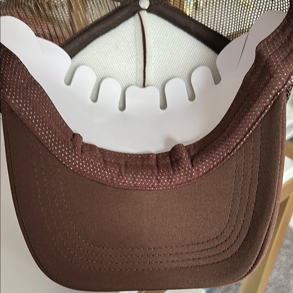 Pink Lily Bow Trucker Hat Brown with Pink Bow - Picture 6 of 8